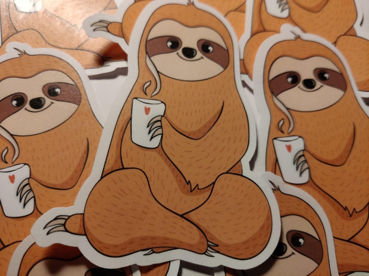 Luiaard Stickers - Koffie Thee Luiaard Sticker - Sloth Sticker - Coffee Tea Hot Drink - Schattige Dieren - Luiaards - Journaling - Bullet Journal - Scrapbooking - Leuke Stickers - Laptop Sticker - Telefoon Sticker - Cute - Baby - Dieren - Dier - Lief